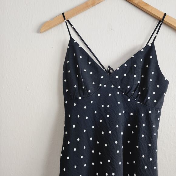 NWT Madewell Polka Dot Mini Slip Dress 00 | Black V-Neck Layton Viscose - Picture 4 of 10